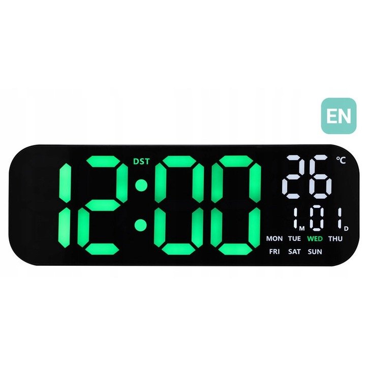 Ceas decorativ JVD, model DH9016.1, LED, verde, 46cm