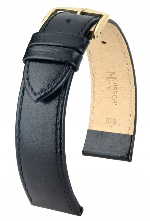 Curea de ceas din piele neagra HIRSCH Osiris M, 12 mm, impermeabila, lungime maxima 16,5 cm, set cu telescoape