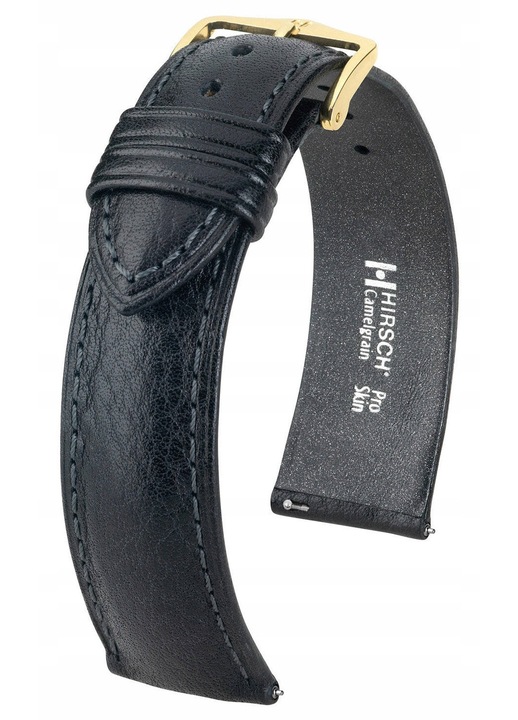 Curea de ceas din piele, Hirsch, model 01009050-1-16, waterproof, neagra, latime 16 mm