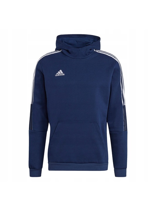 Детски суичър adidas Tiro 21 Sweat Hoody, тъмносин, памук и рециклиран полиестер, комплект с качулка, 152 CM