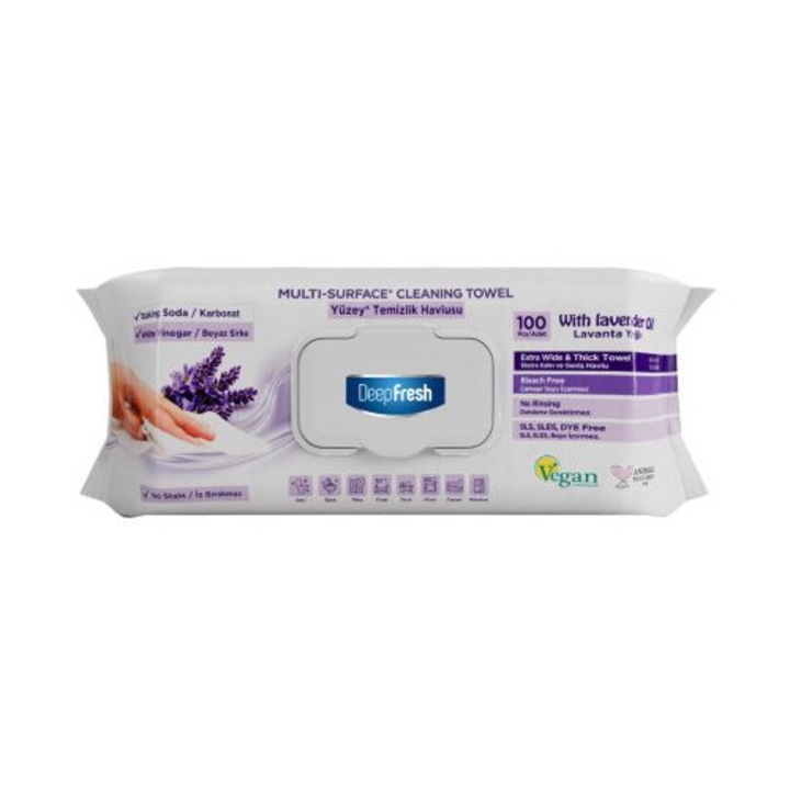 Servetele umede multisuprafete cu bicarbonat si otet Deep Fresh Lavanda, 100 Buc