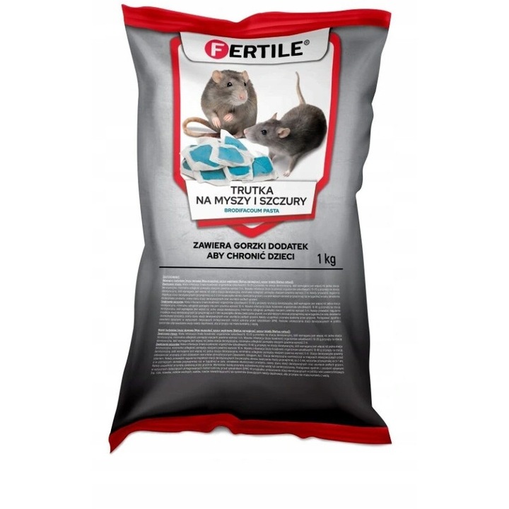 Rágcsálóirtó csalétek, Fertile, 1kg, bromadiolon 0,005%, egerek és patkányok számára