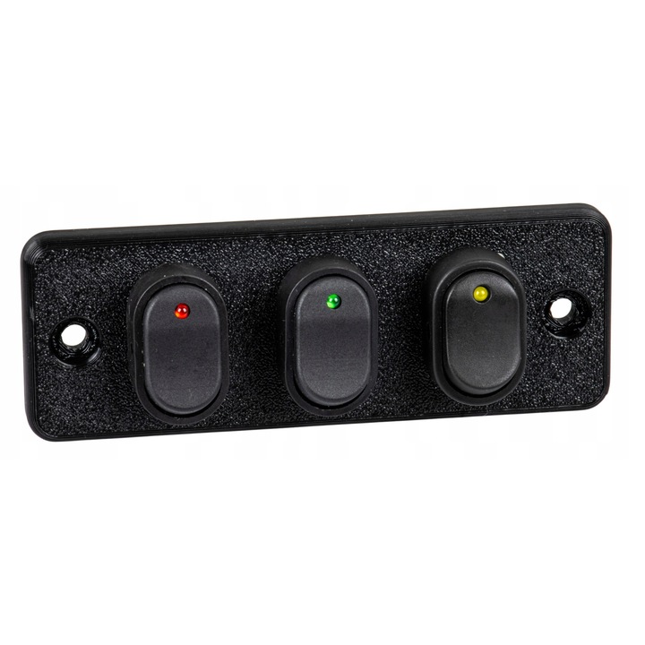Szerelési keret 3 db 12mm-es kerek kapcsolóhoz 120x44x100mm 12/24V fekete