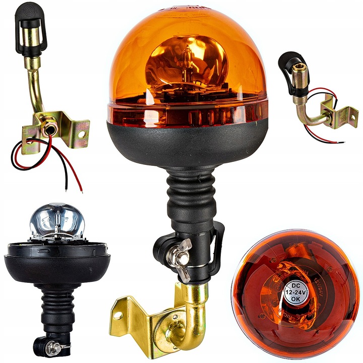 Lampa de avertizare girofar pentru tractor excavator 12V 24V E9 H1 suport rotativ