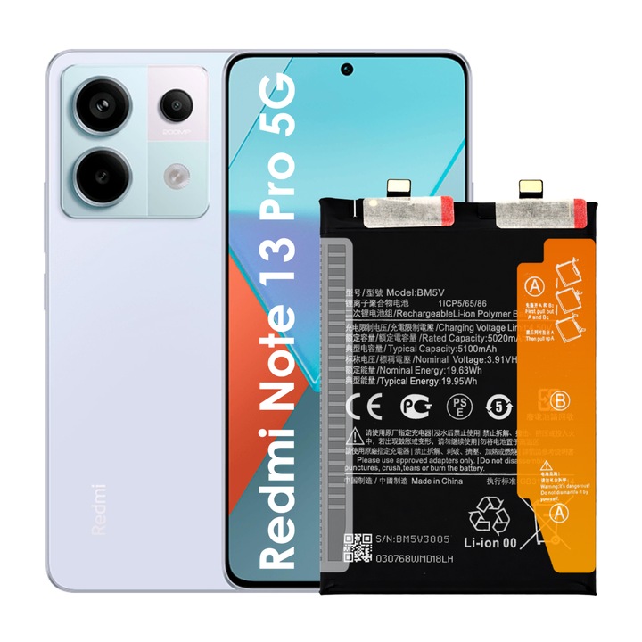 BM5V akkumulátor Xiaomi Redmi Note 13 Pro 5G 5100 mAh Nowacell akkumulátorhoz