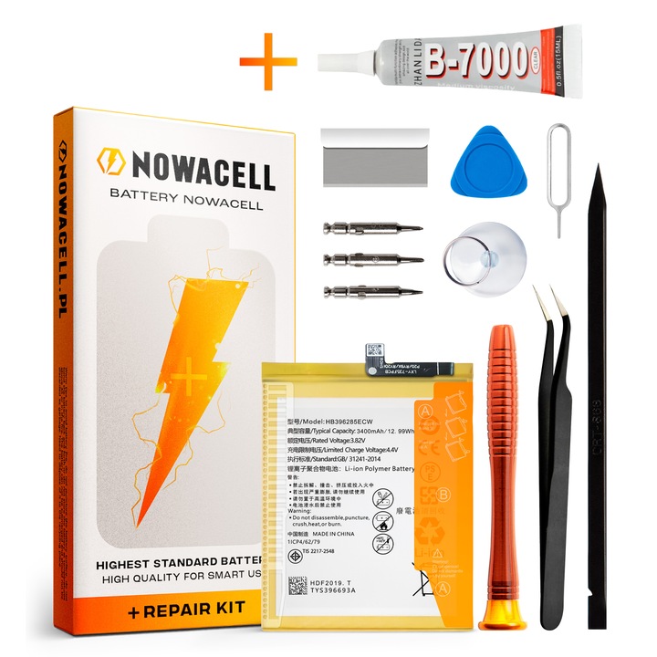Set baterie HB396285ECW + adeziv B7000 pentru Huawei P20 3400 mAh NOWACELL