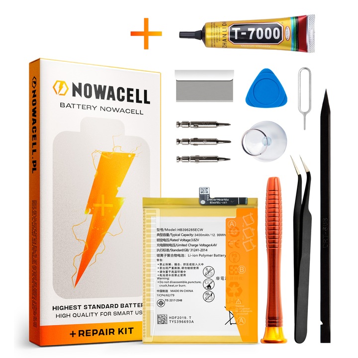 HB396285ECW akkumulátor készlet + T7000 ragasztó Huawei P20 3400 mAh NOWACELL