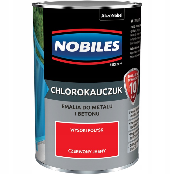 Email Nobiles pentru metal si beton, rosu deschis, 0,9 l, rezistent la intemperii