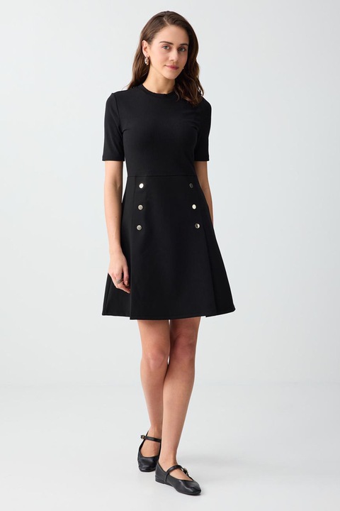 JIMMY KEY, Rochie slim fit evazata, Negru/Argintiu