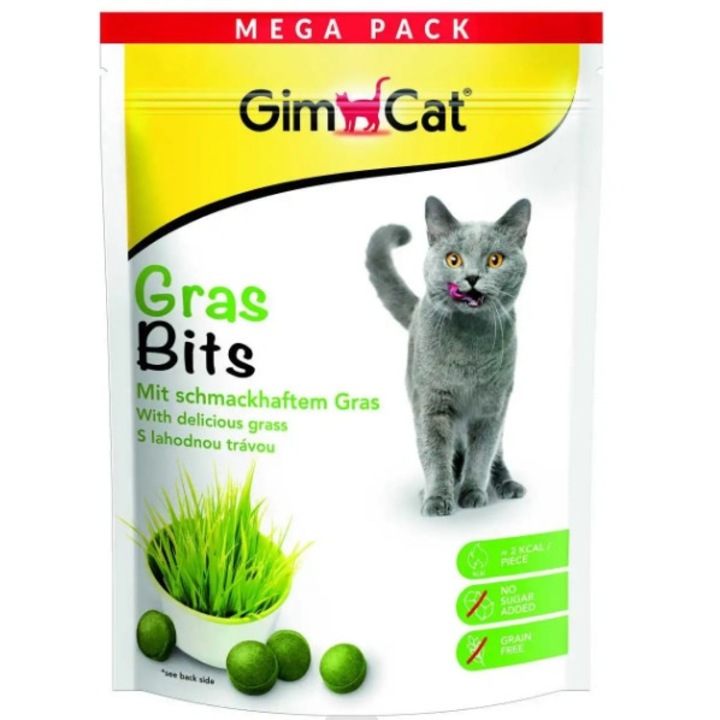 GimCat Gras Bits, recompensa pentru pisici, 425g, cu iarba, fara zahar, fara coloranti