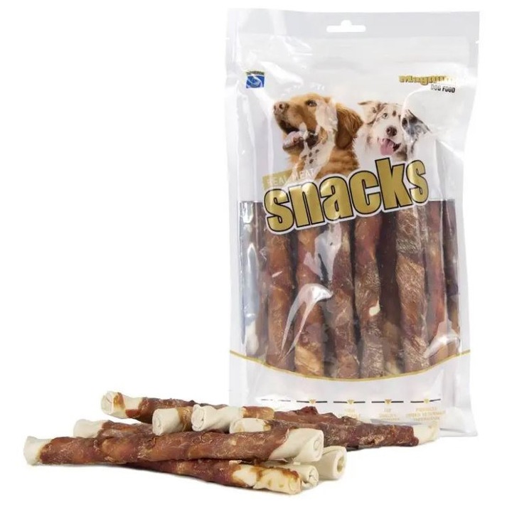 Biscuiti pentru caini Magnum, palca din piele de bovina cu carne de rata, 24cm, 500g