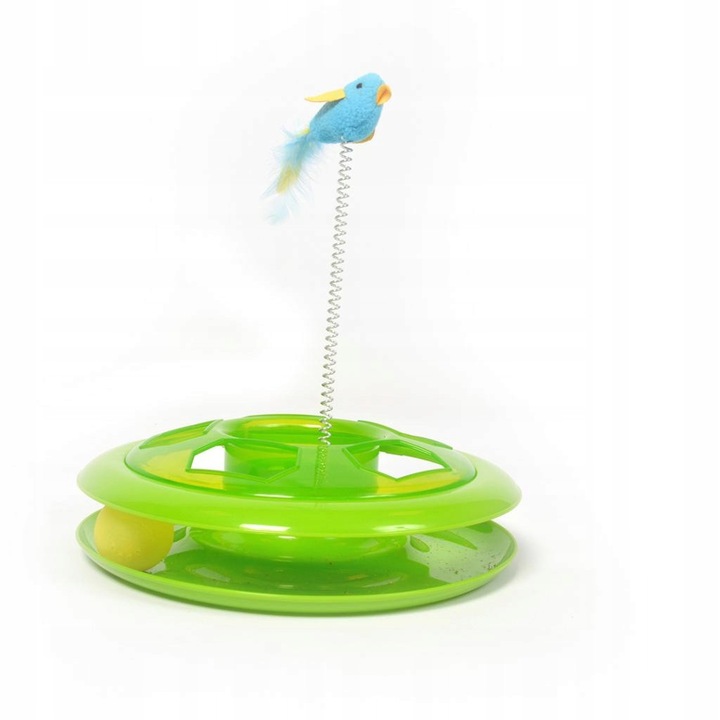 Jucarie pentru pisici Duvo+ Happy Hoop, verde, 26cm, cu valeriana si kocimita