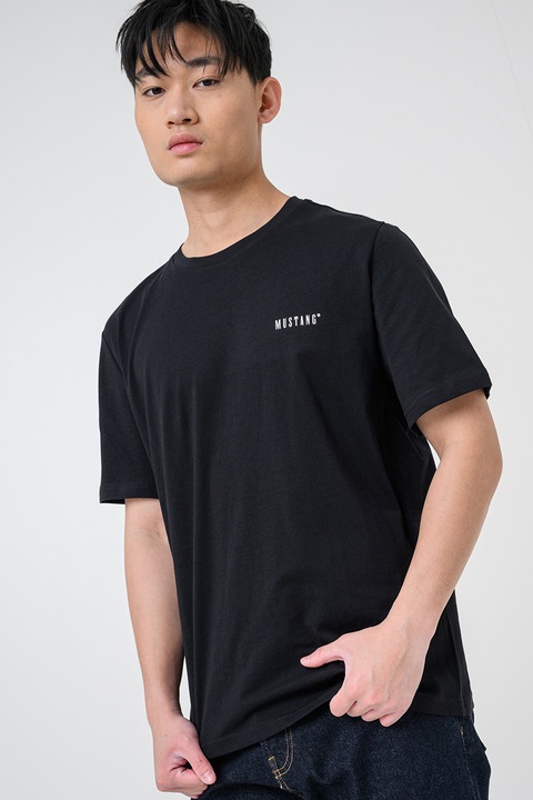 Mustang, Kerek nyakú normál fazonú póló, Fekete