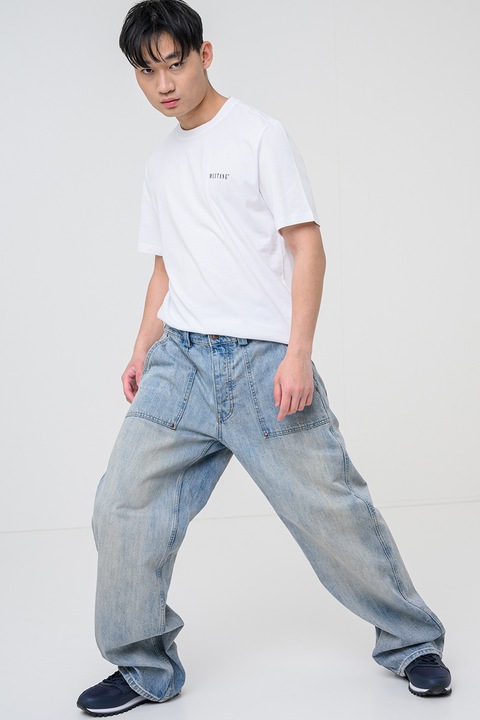 Mustang, Kerek nyakú normál fazonú póló, Fehér/Szürke