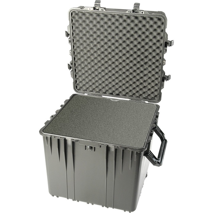 Geantă rigidă Peli 0370 Cube Case, interior 61x61x61 cm, cu burete Pick'n'Pluck, IP67, neagră