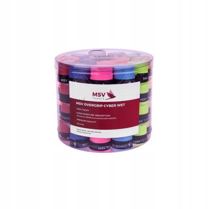 Overgrip sportiv MSV Cyber Wet, 0,6mm, 29mm x 105cm, set de 60 bucati