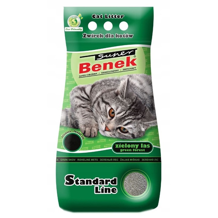 Super Benek nisip pentru pisici, bentonit, 25L, verde