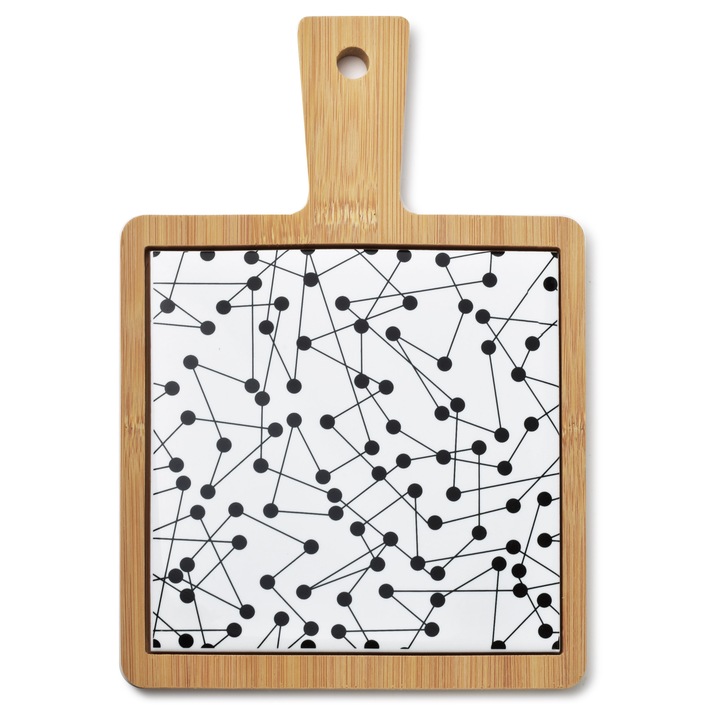 Tálalódeszka, fa és kerámia, Modern Kitchen, 25 x 17 x 1 cm, natúr, 1 darab