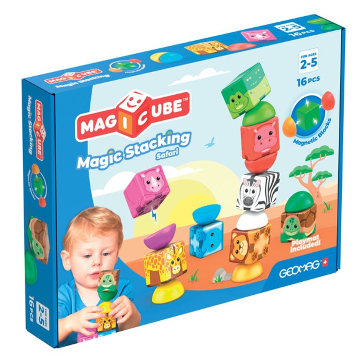 Geomag Magicube Blocks Stacking Szafari 16 db