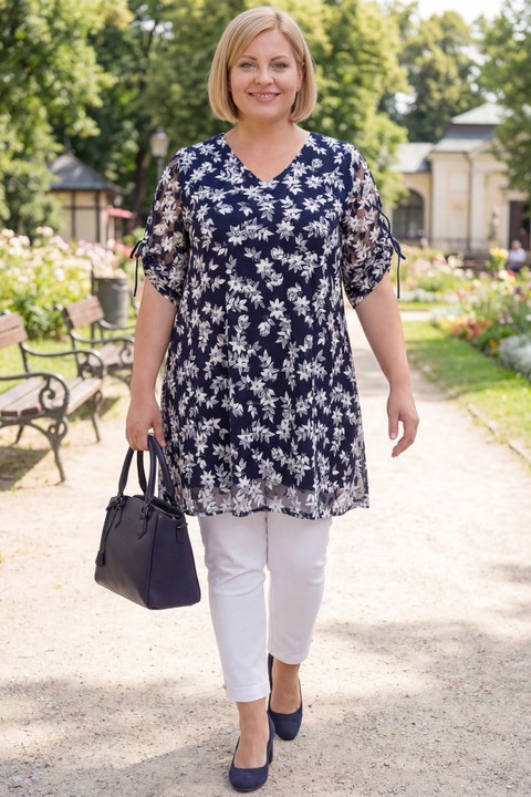 MDR24 bleumarin, flori albe, 3/4, Bleumarin