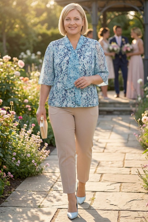 Bluza cu nod si imprimeu albastru deschis