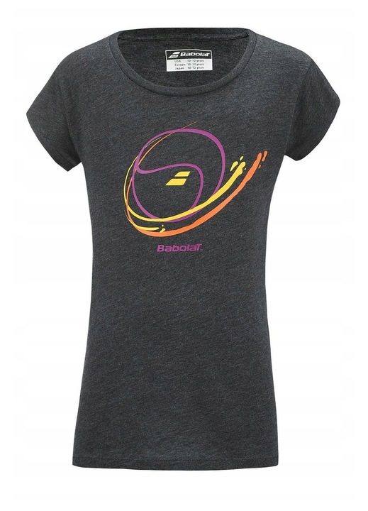 Tricou sport pentru fete Babolat Exercise, croiala clasica, negru, bumbac cu poliester