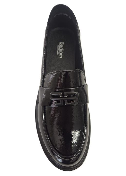 Pantofi dama Berliner, piele naturala lacuita, negri, toc 2.5cm, marime 37 EU