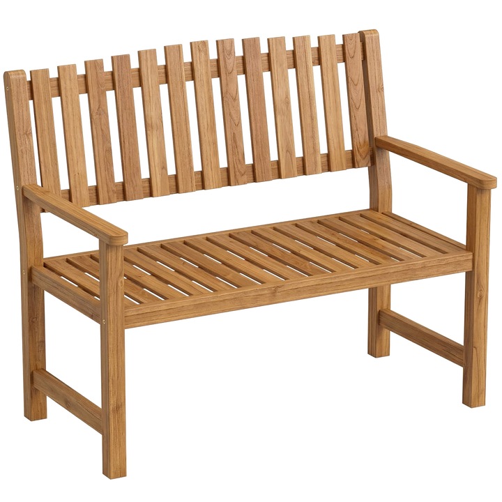 Banca de gradina, Outsunny, Lemn de acacia, 112 x 64 x 92 cm, Lemn natural