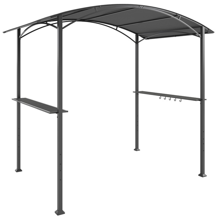 Pavilion pentru grătar Outsunny, 245x152x218cm, oțel, poliester, gri închis