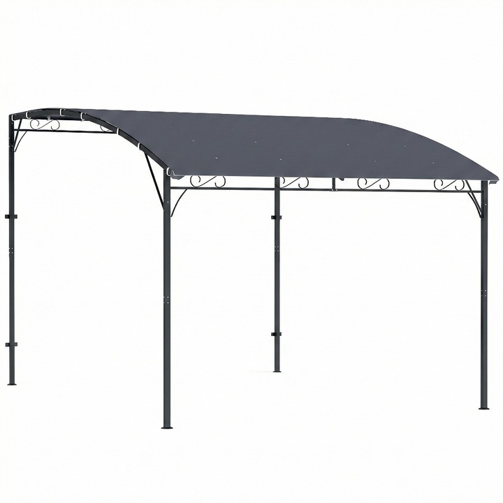 Pergola Gazebo, Outsunny, Poliester, Metal, 286x384x252cm, Gri