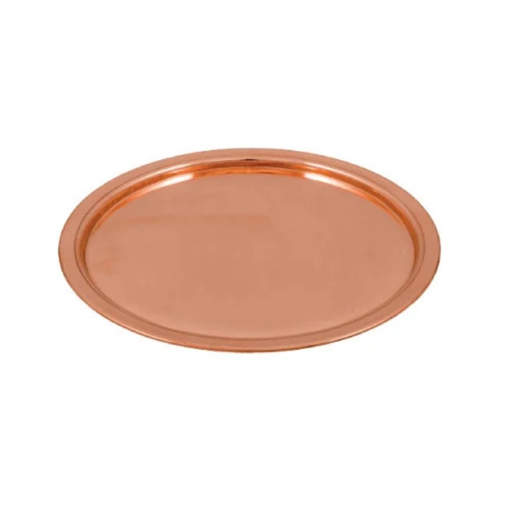Tavă rotundă din cupru, CopperCrafts, 24 cm, lucioasă, pentru servire