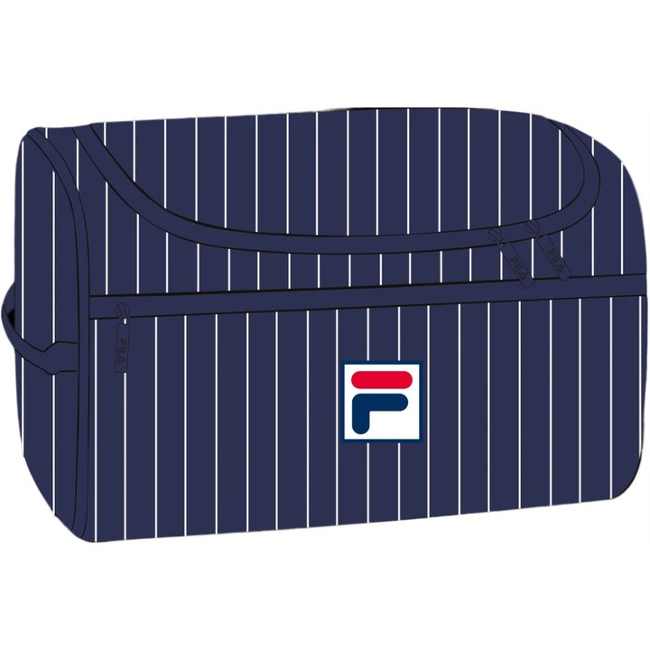 Kosmetice Fila Heritage, navy/white, cu organizatoare interioare, 2 buzunare laterale, 1 compartiment principal
