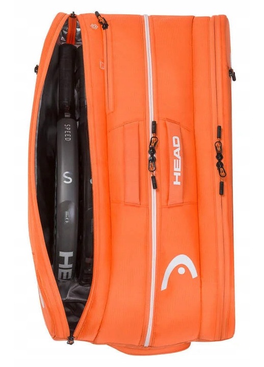Geanta de padel Head Tour Padel Bag L, portocalie, 3 compartimente, capacitate 7 rachete