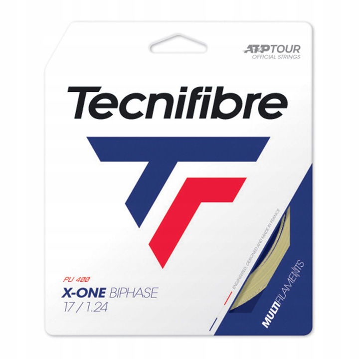 Tecnifibre X-One Biphase tenisz húr, 12 m, natúr, 1,30 mm