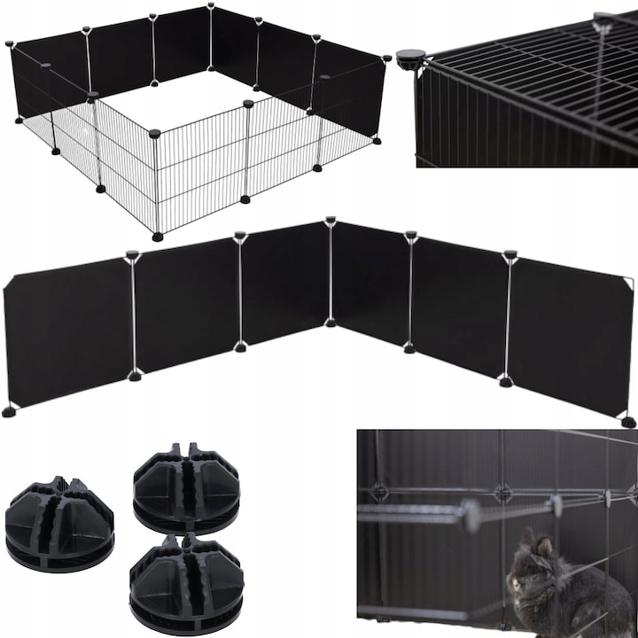 Extensie completa de pereti pentru tarc de iepuri Kerbl, 6 Elemente, 35x35cm, Negru