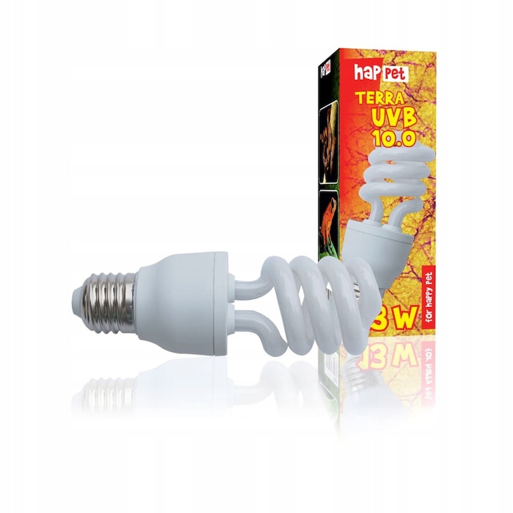 Lampa UVB Happet 10.0 13W pentru terariu, E27, 14cm