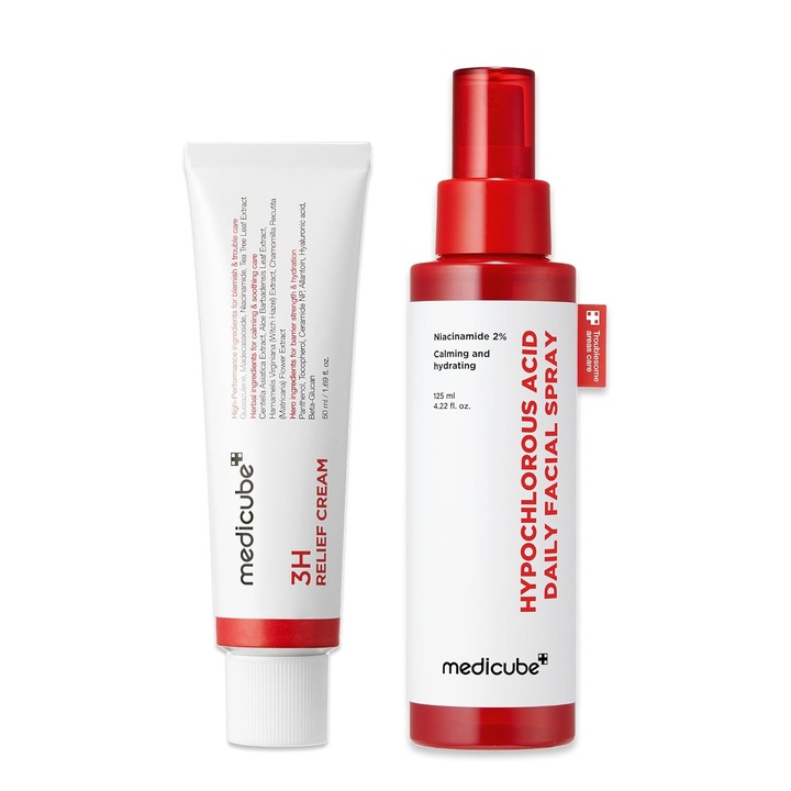 Nyugtató Barrier Care Duo: 3 órás napi nyugtató krém és hipoklórossavas intenzív nyugtató spray, Napi nyugtató és hidratáló rutin