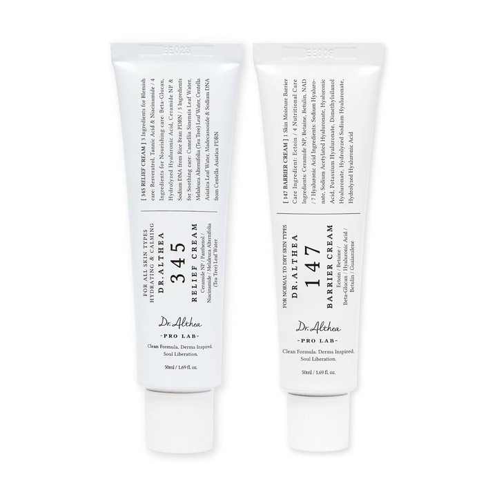 Kettős hatású hidratáló szett, 345-ös és 147-es krémek: Napi nyugtatásra, regenerálásra és a bőrbarrier ápolására, minden bőrtípusra alkalmas
