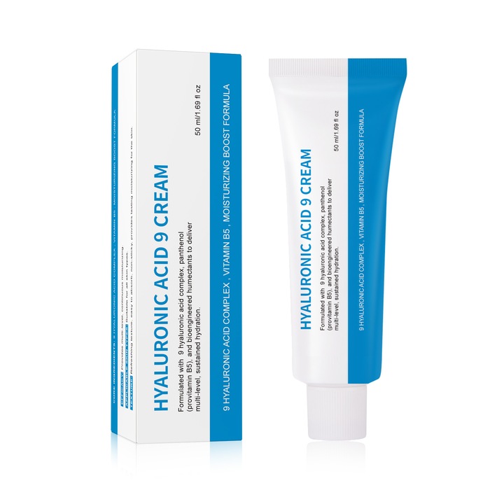 Hyaluronic Acid 9 krém, 9-típusú hialuronsav komplex pantenollal, többszintű hidratáló krém