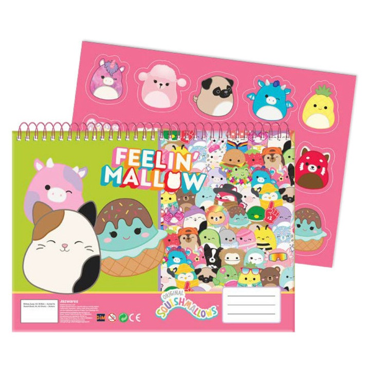 Squishmallows Feelin' A/4 spirál vázlatfüzet 40 lapos matricával
