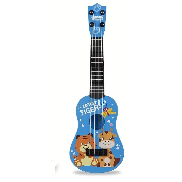 JALWO, Mini játék gitár (ukulele), játszható, oktató hangszer fiúknak és lányoknak, szórakoztató és oktató ajándék partikra, születésnapokra, karácsonyra, Halloweenre, kék