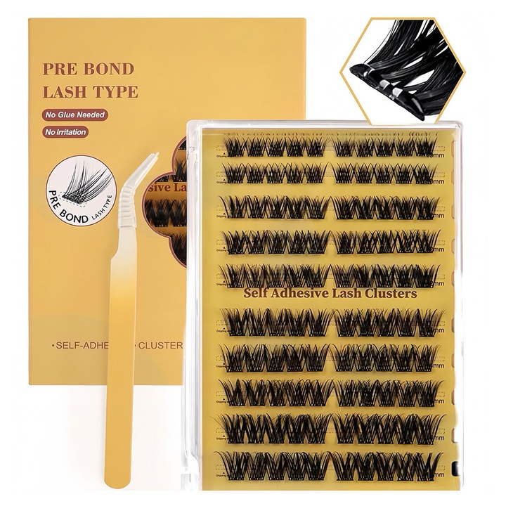 Kit de gene false autoadezive JOSQUEWNN, 100 bucati, lungimi 10x16mm, cu penseta