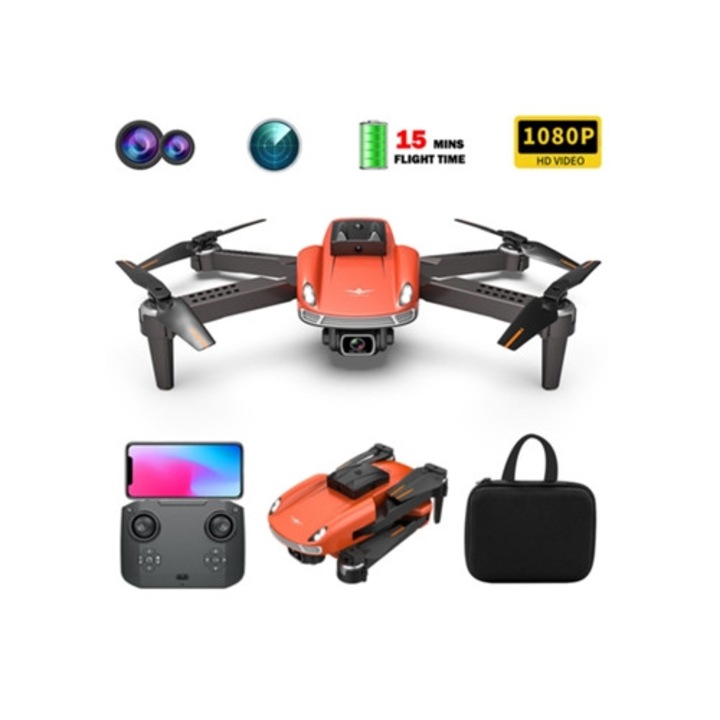 Mini drón KF616, 1080P, 15 perc üzemidő, narancssárga