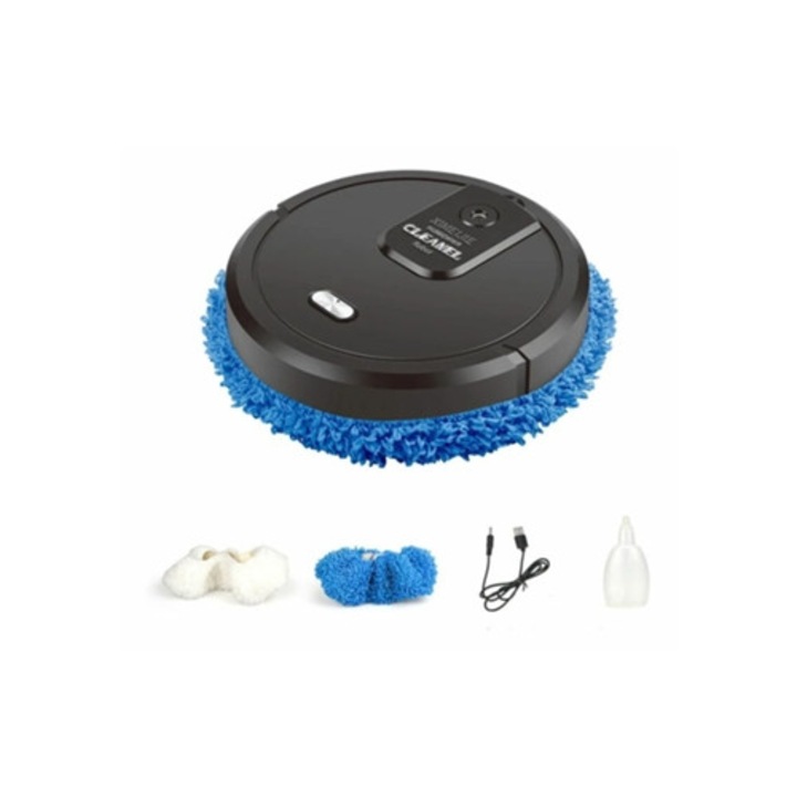 Aspirator robot, negru, mop automat, curatare praf, operare de la distanta