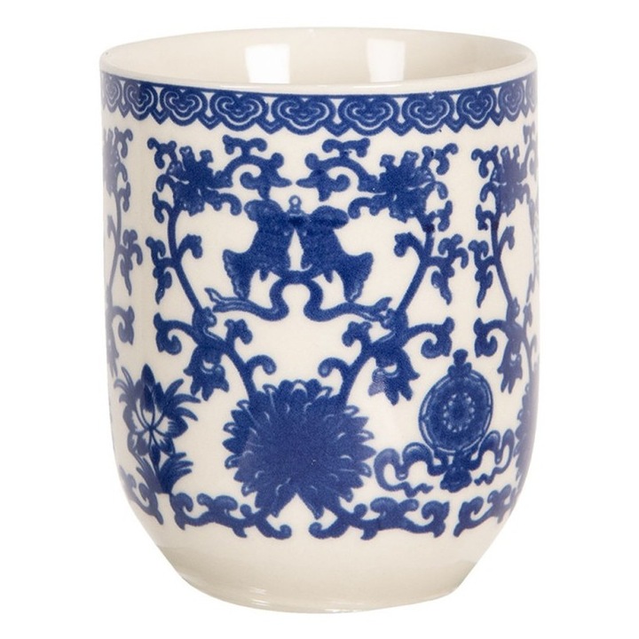Porcelán teáscsésze 100 ml Clayre & Eef, kék mintás, Ø6x8 cm