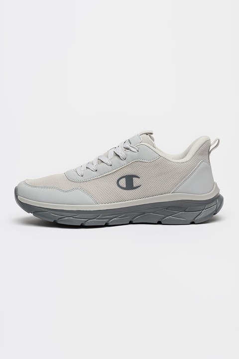 Champion, Pantofi sport low-cut Fuze cu insertii din piele ecologica, Gri deschis