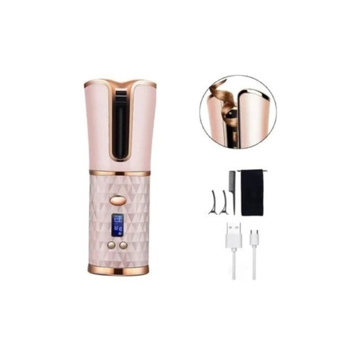 Vezeték nélküli hajformázó, turmalin kerámia, LED digitális kijelző, szürke