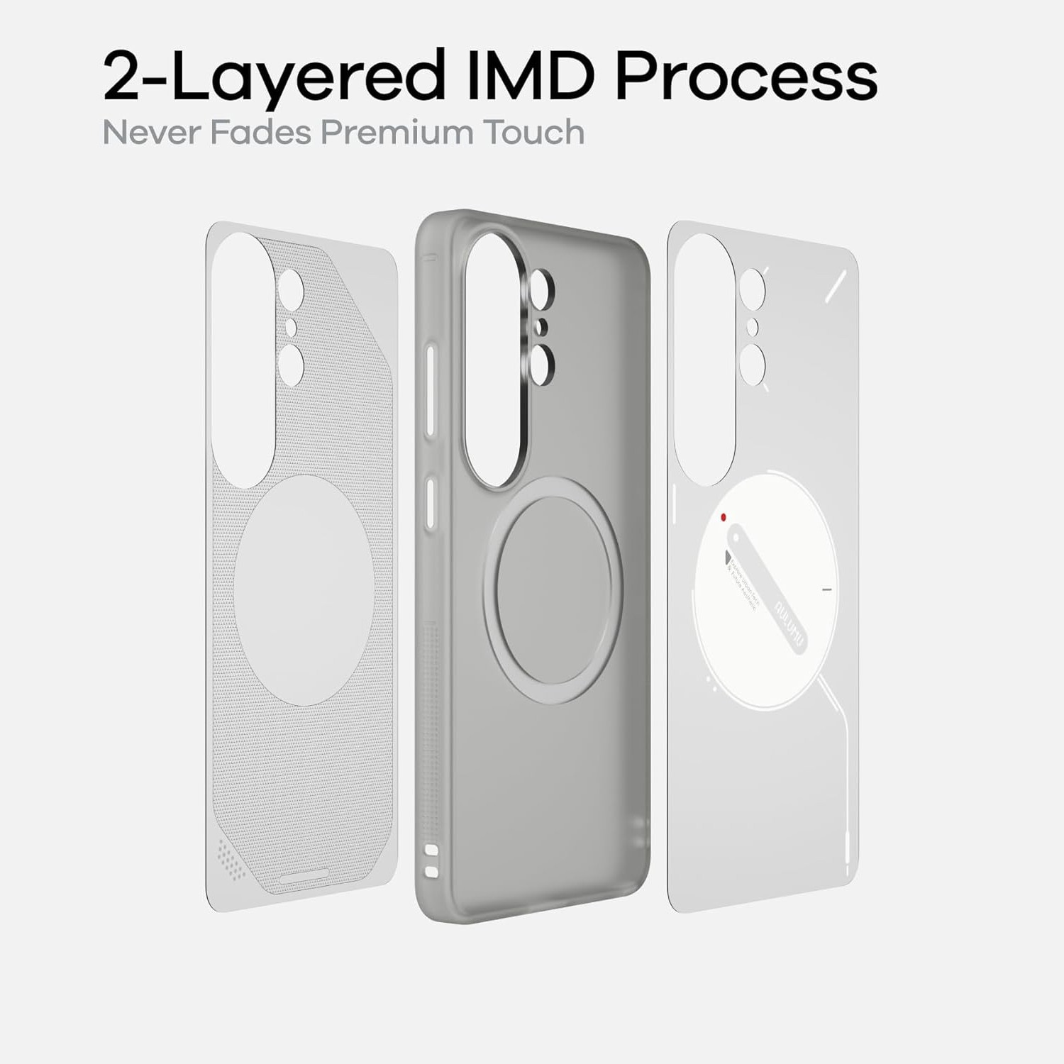 Husa pentru Samsung S26 Ultra, Aulumu Frosted, TPU rezistent, Compatibila MagSafe, Efect fosforescent, Protectie Camera, Butoane aluminiu, Racire activa CoolHyper, Protectie premium, Gri/Transparent
