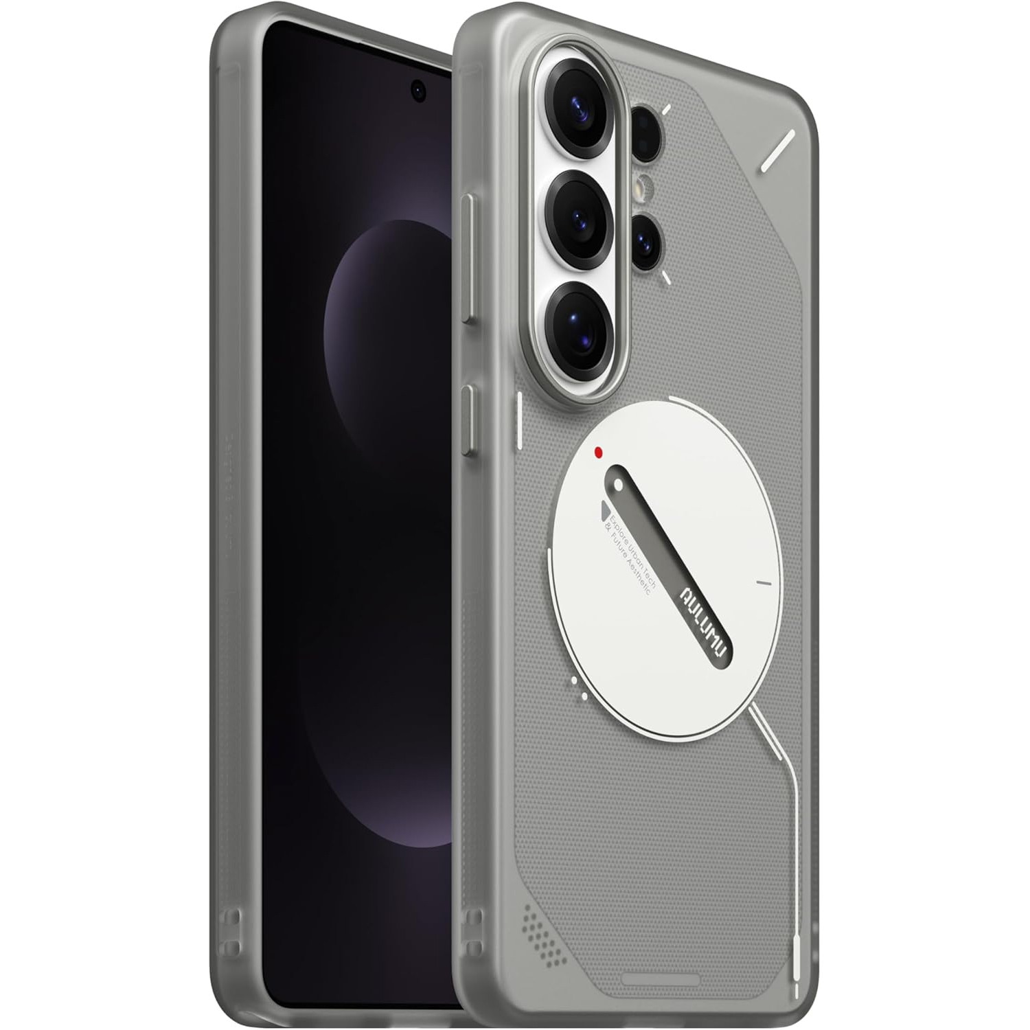 Husa pentru Samsung S26 Ultra, Aulumu Frosted, TPU rezistent, Compatibila MagSafe, Efect fosforescent, Protectie Camera, Butoane aluminiu, Racire activa CoolHyper, Protectie premium, Gri/Transparent