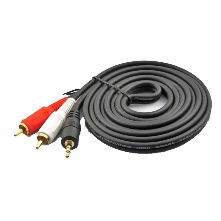Cablu AV RCA, 1.5m, jack 3.5mm la RCA, cupru, negru - eMAG.ro